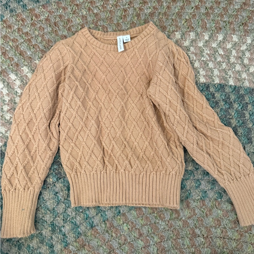Janie and Jack Peach Cable Knit Crewneck Sweater
